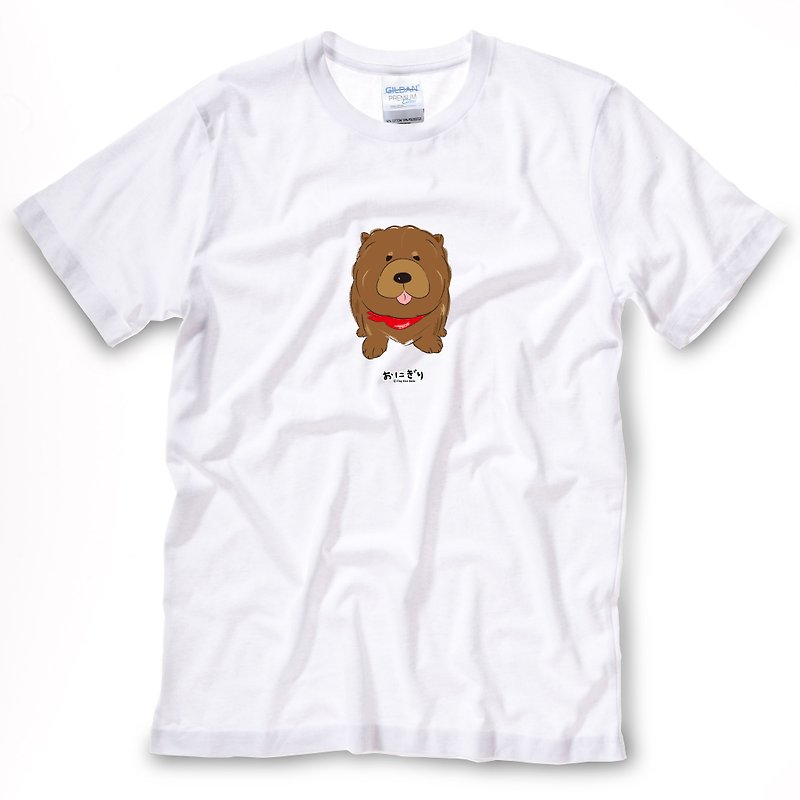小飯糰 中性T恤 紅領巾肉鬆-鬆獅T 咖啡肉鬆 - 中性衛衣/T 恤 - 棉．麻 白色
