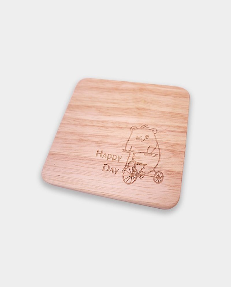 【Small box Boxingday】 【Custom】 Wooden coaster / wood / oak / gift / home / move ceremony / shop gift / business gifts - ที่รองแก้ว - ไม้ สีนำ้ตาล