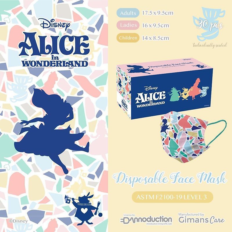 Disney Official Licensed Disposable Ladies Masks - Alice in Wonderland - Face Masks - Other Man-Made Fibers Multicolor