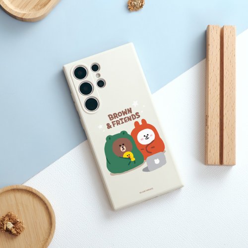 TOYSELECT LINE FRIENDS經典-窩在被窩純色矽膠SAMSUNG手機殼