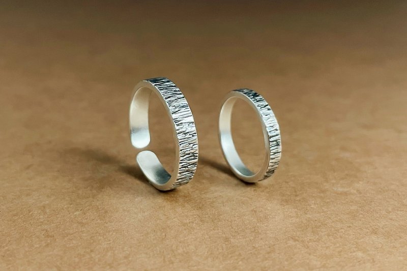 直木紋銀戒/純銀戒指/情侶對戒/手作金工/客製化商品 - 戒指 - 純銀 