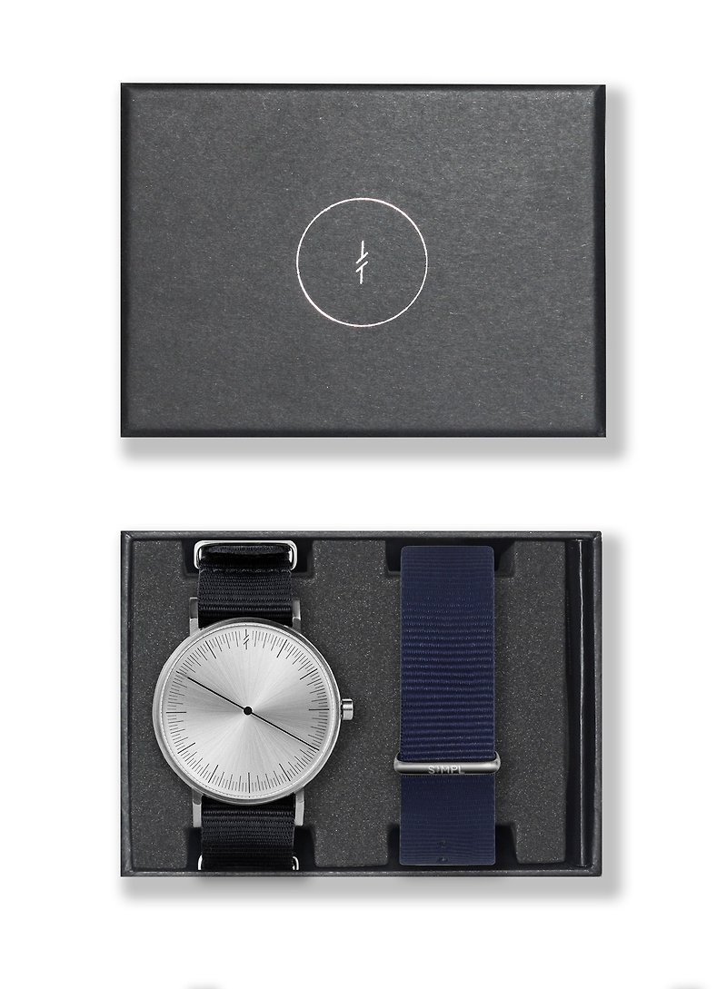 Simpl Watch - Silver Charcoal Nato Set - 男錶/中性錶 - 不鏽鋼 銀色
