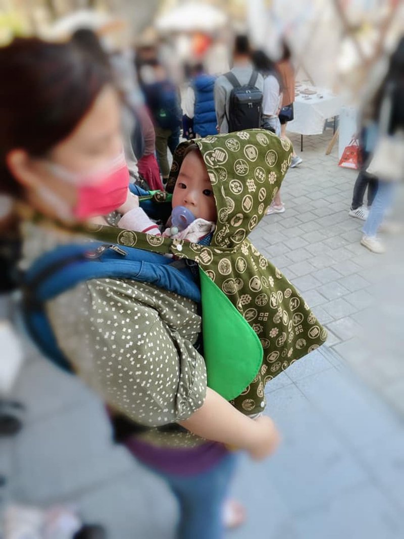 抗風防雨雙面斗篷-揹巾配件 1個背帶 2顆扣子 63cm - 男/女童外套 - 棉．麻 粉紅色