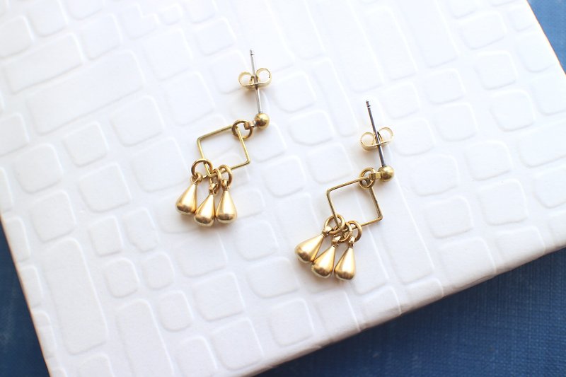 Water dance  brass handmade earrings - Earrings & Clip-ons - Copper & Brass Gold