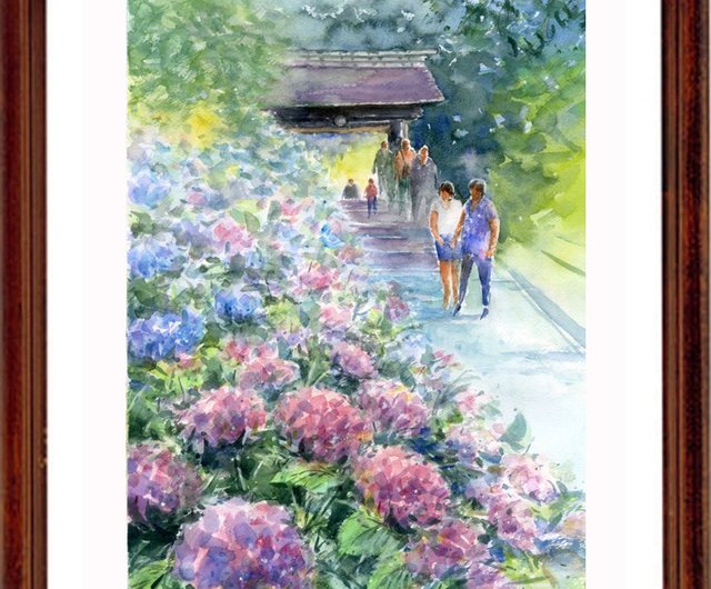 水彩画原画 あじさい・鎌倉 - ショップ 松下勝明 ポスター・絵