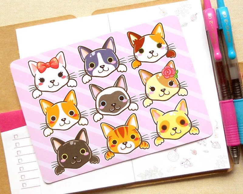 貓咪明信片 - 寵物明信片 - 小貓明信片 - 心意卡/卡片 - 紙 多色