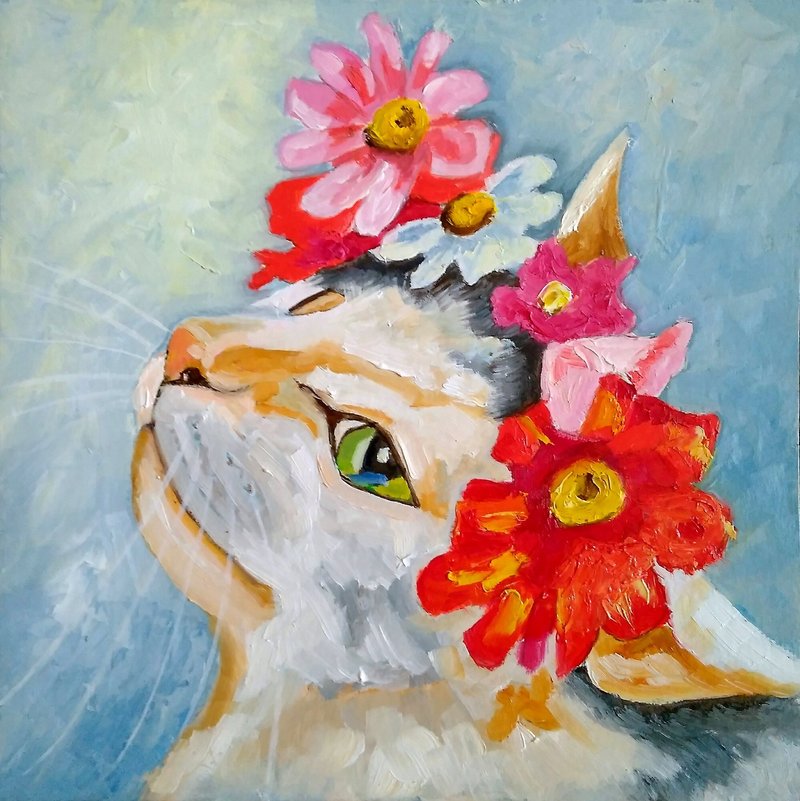 Cat Oil Painting, Kitten Original Art, Pet Portrait, 手工油畫, 油畫原作 - 海報/掛畫/掛布 - 其他材質 多色