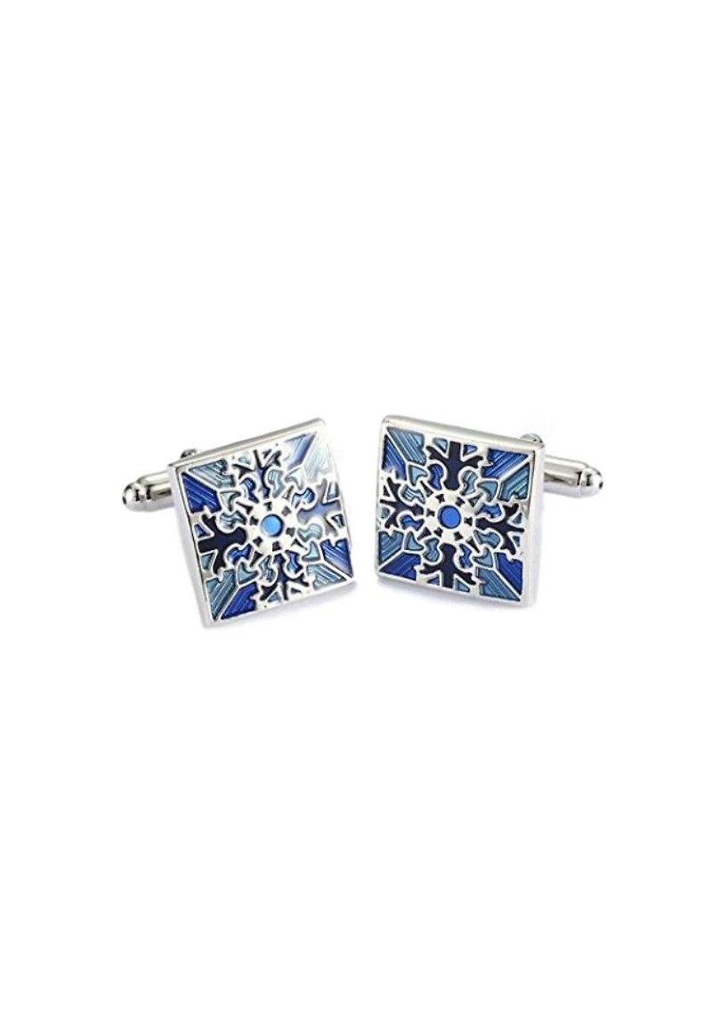 Kings Collection Blue Color Polish Stainless Steel Cufflinks KC10033 Silver - Cuff Links - Other Metals Silver