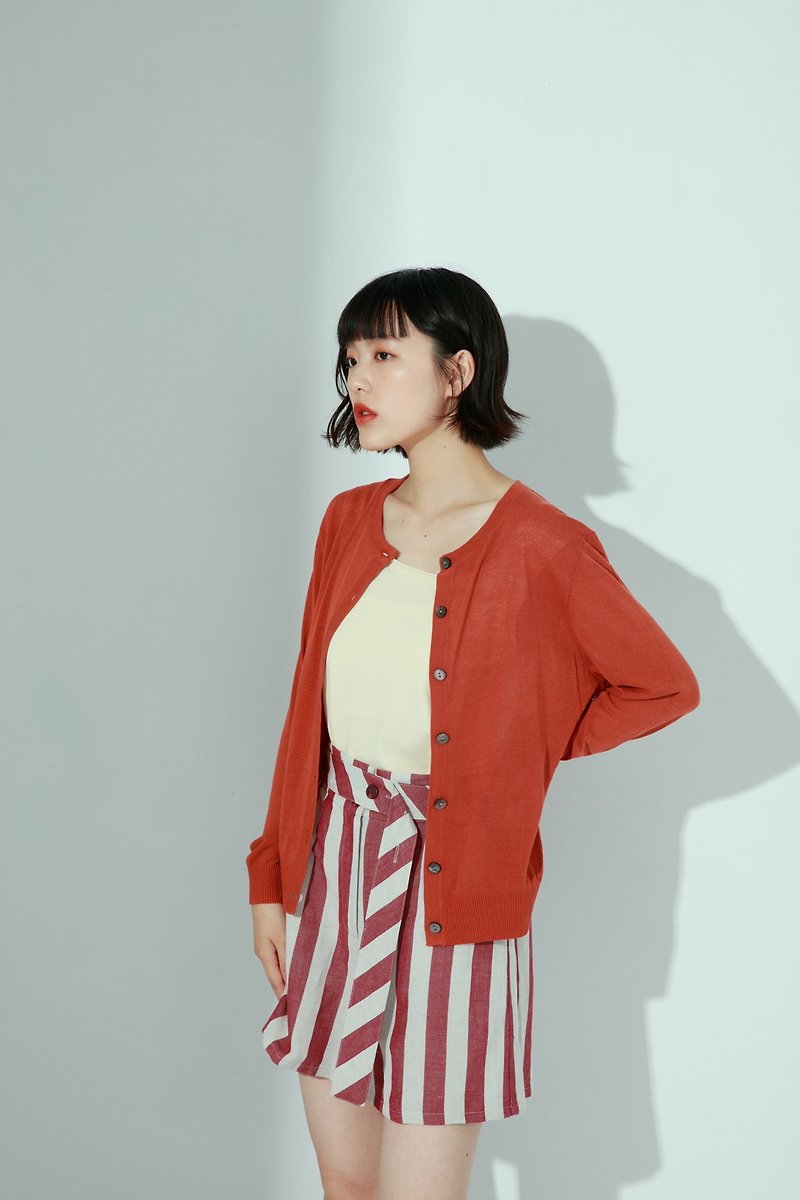 Sui'an knitted soft pattern coat-honey red (red) - Women's Casual & Functional Jackets - Other Man-Made Fibers Red