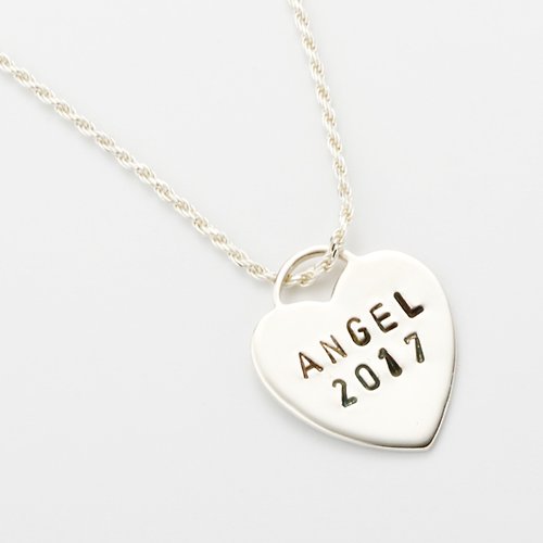 Angel & Me 珠寶銀飾 客製化 愛心 敲字 刻字 英文 數字 s925 純銀 項鍊 情人節 禮物