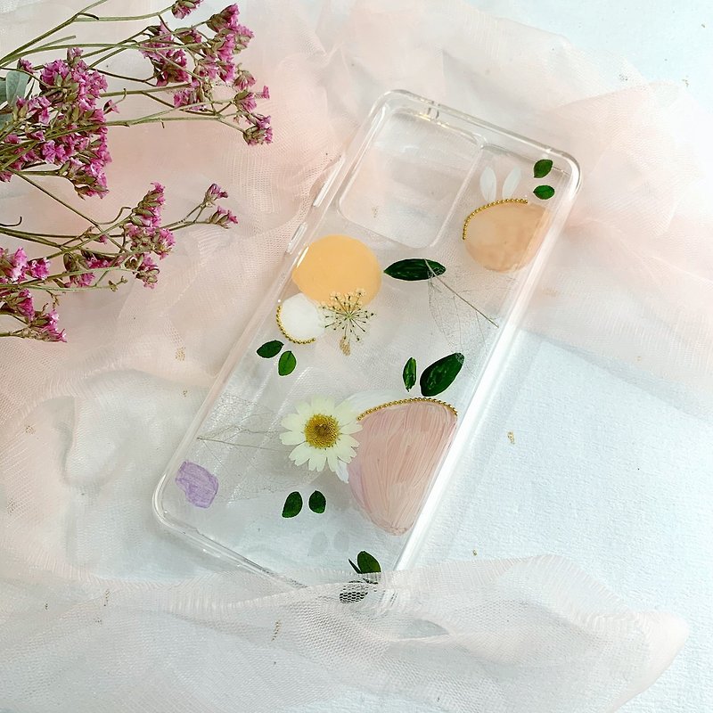 Paint and pressed flower phone case - Phone Cases - Plastic Multicolor