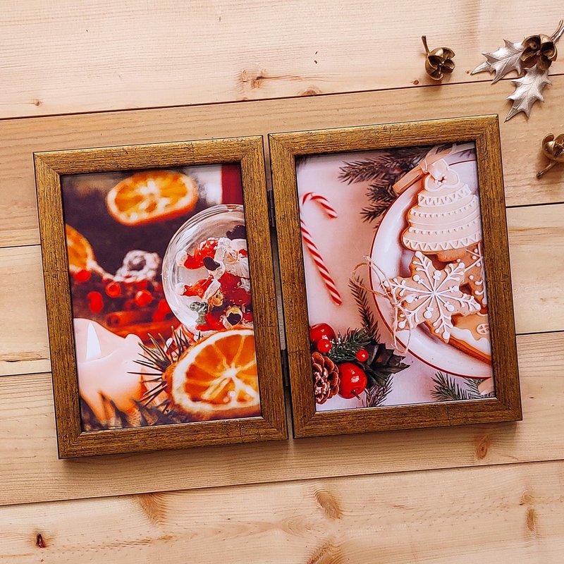 5x7 Hinged Tabletop Picture Frame, Relic Gold, Satin Sheen - ของวางตกแต่ง - ไม้ สีทอง