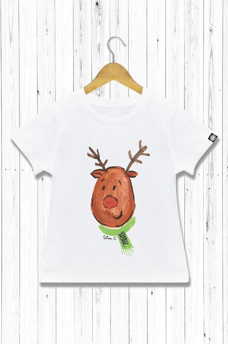 STATELYWORK Christmas Reindeer Hand-painted T-Kids - Other - Cotton & Hemp Multicolor