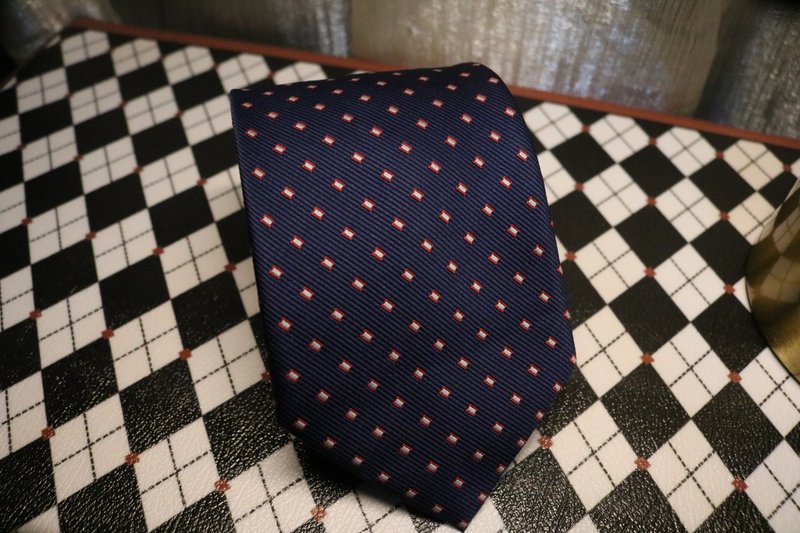 Dark blue red dot silk tie business series gift box - Ties & Tie Clips - Silk Blue