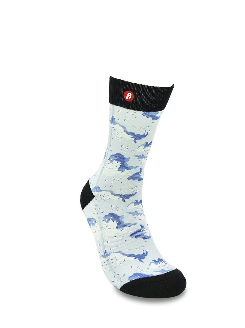 Hong Kong Design | Fool's Day stamp socks -Desert Camo Blue 00004 - ถุงเท้า - ผ้าฝ้าย/ผ้าลินิน สีน้ำเงิน