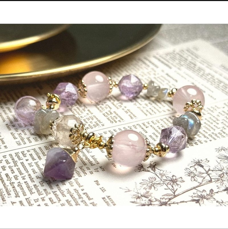 Pink and Purple Love@Aromatherapy Crystal Bracelet - Bracelets - Crystal Green