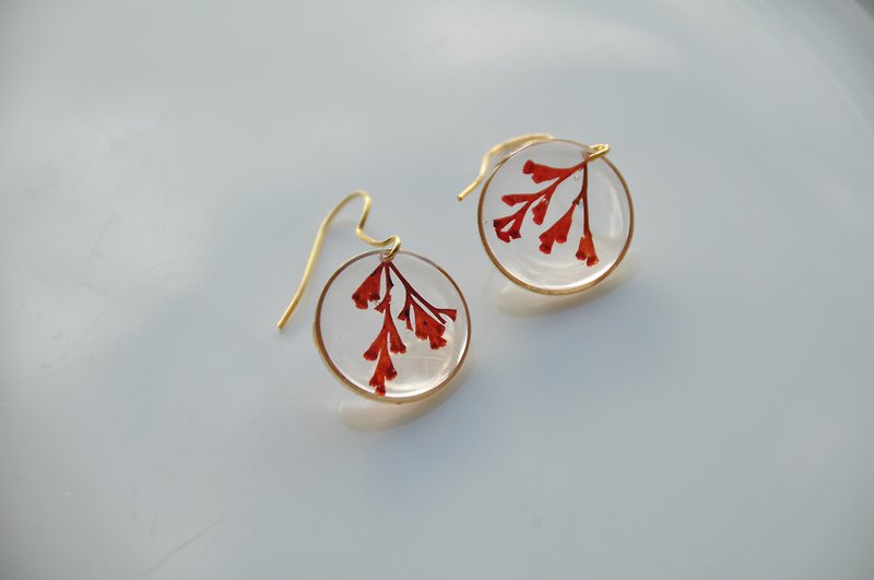 Red fern square - Earrings & Clip-ons - Resin Red