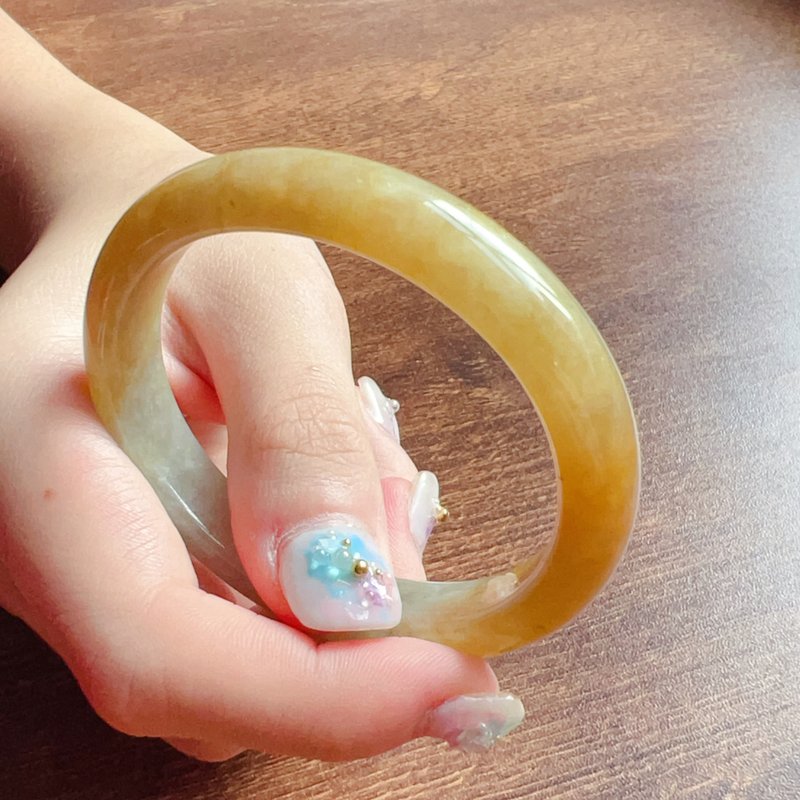 冰黃翡翡翠貴妃鐲 | 17圍 | 天然緬甸玉翡翠A貨 | 送禮 - 手鍊/手環 - 玉石 黃色