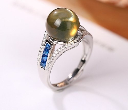 garyjewelry Luxury Blue Amber Rings Women Shinning Zircons Crystals Rings Elegant Lady Party