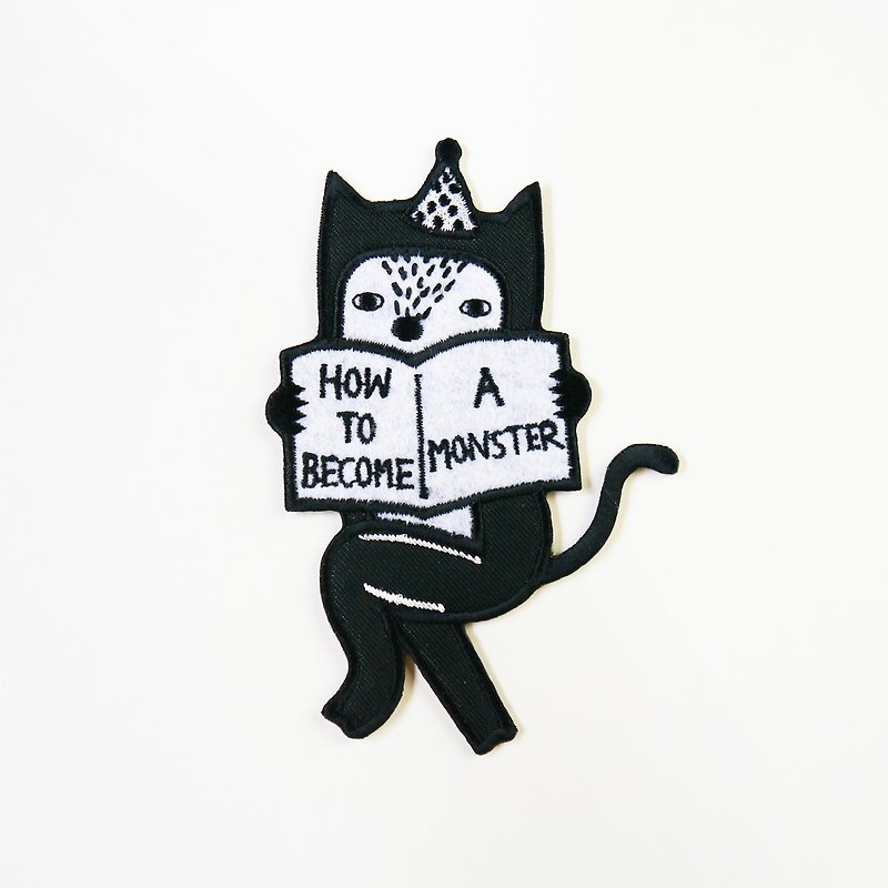 How To Become A Monster (Cat Version) Iron On Patch | Embroidered Patch - Other - Thread Black
