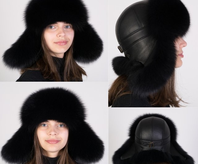 【正規販売店】 フォックスファーハット ウシャンカシルバー 本物の毛皮の帽子 帽子