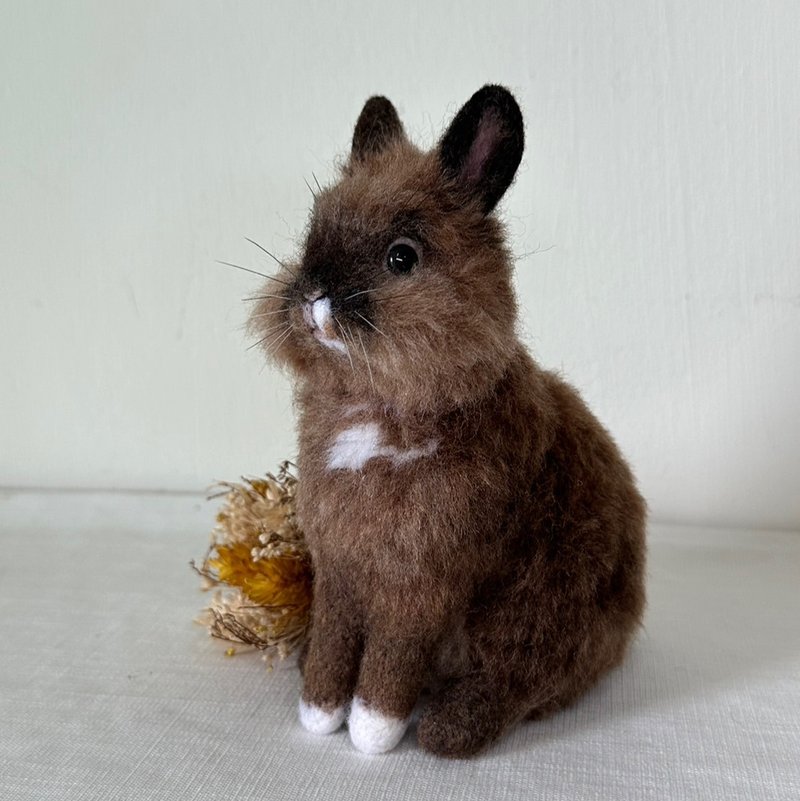 [Customized] Wool felt realistic pet rabbit - ตุ๊กตา - ขนแกะ สีดำ