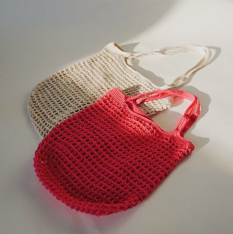 Cotton & Hemp Handbags & Totes Pink - 【Custom】Hand-made tote bag / handbag hole woven bag