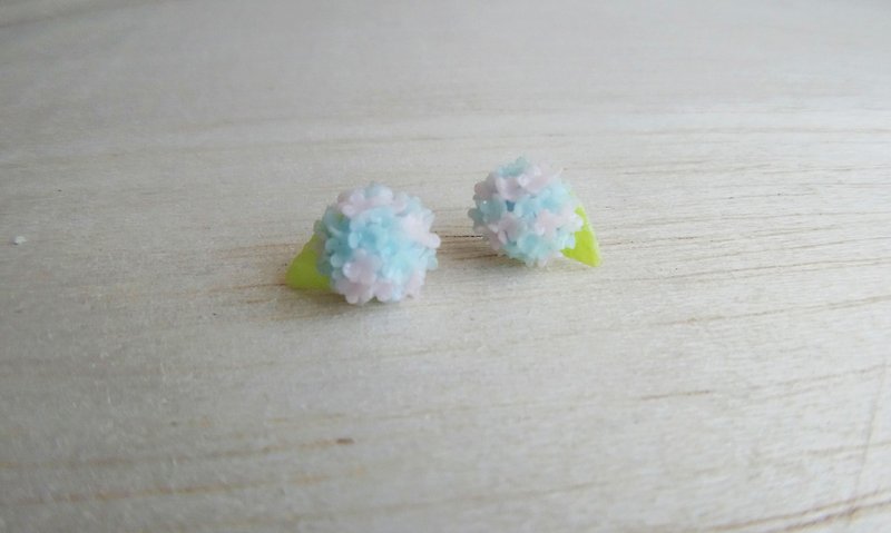 Blue and Pink Hydrangea Sterling Silver Earrings/ Clip-On - Earrings & Clip-ons - Clay Blue