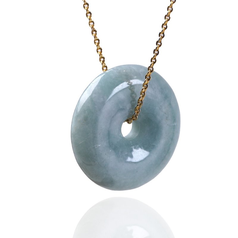 【願い・平安】湖水緑翡翠平安扣ネックレス | 天然ミャンマー産翡翠（A貨） | ギフト - ネックレス - 翡翠 グリーン