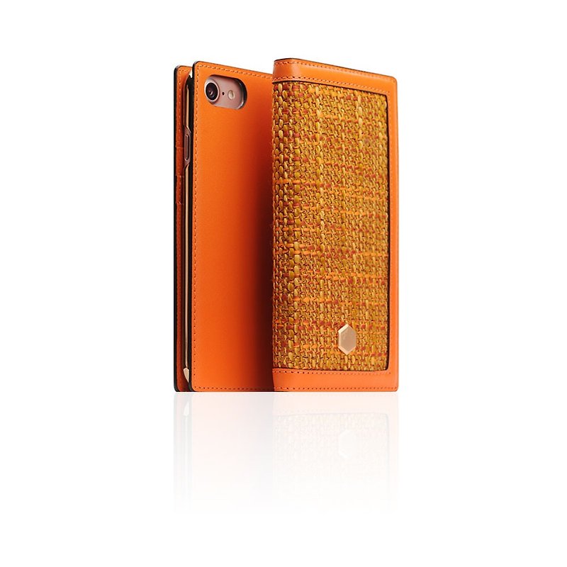 SLG Design iPhone 8 / 7 D5 CSL Canvas Blend Wind Side Leather Leather Case - Orange - เคส/ซองมือถือ - หนังแท้ 