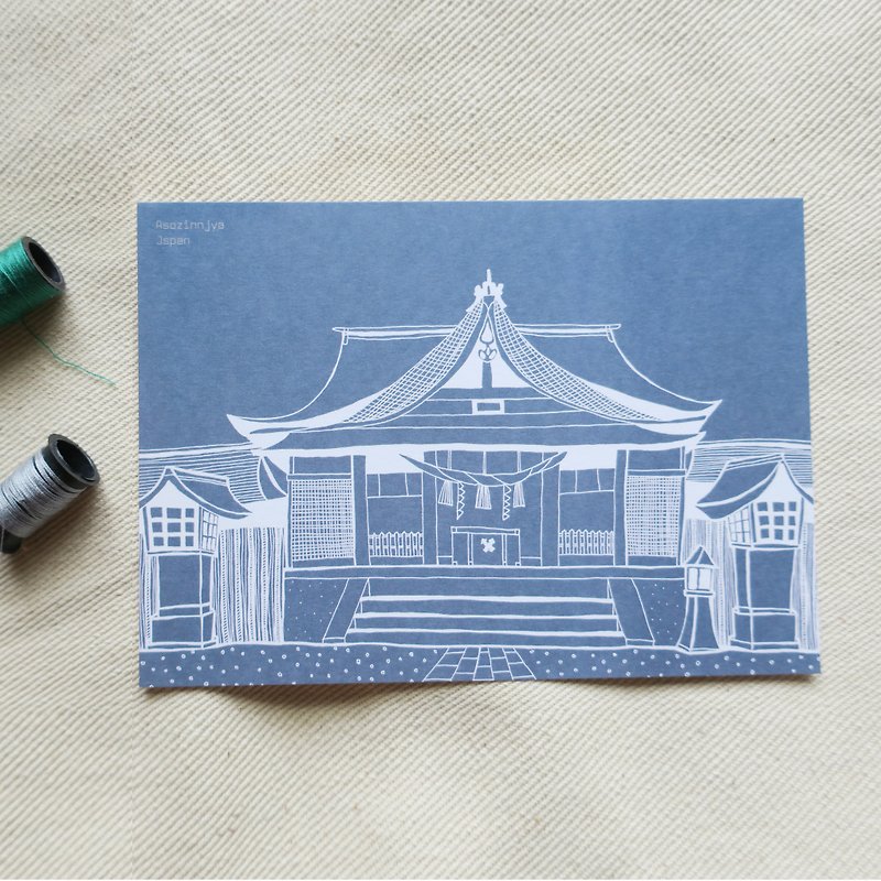 Travel landscape Japan-Aso Shrine / Illustrated postcard - การ์ด/โปสการ์ด - กระดาษ สีแดง