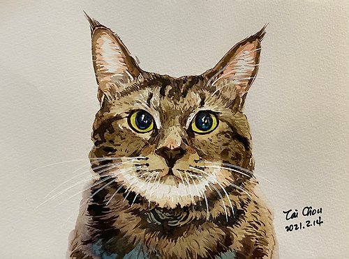 T.O T.O肖像畫(A4尺寸)單人或親愛的寵物