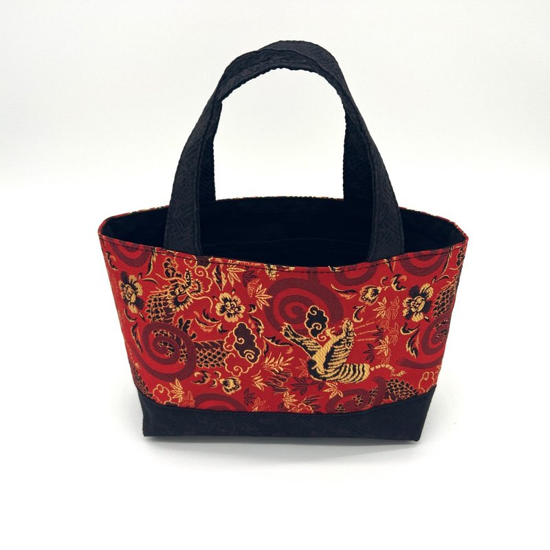 西陣織・金襴の生地で仕立てた和柄のミニバッグ - 手提包/手提袋 - 聚酯纖維 紅色