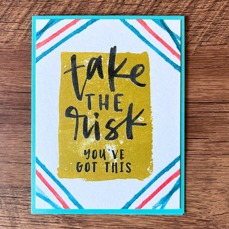 take THE risk you'VE GOT THIS simple lines Affirmation Encouragement Card - การ์ด/โปสการ์ด - กระดาษ สีเขียว