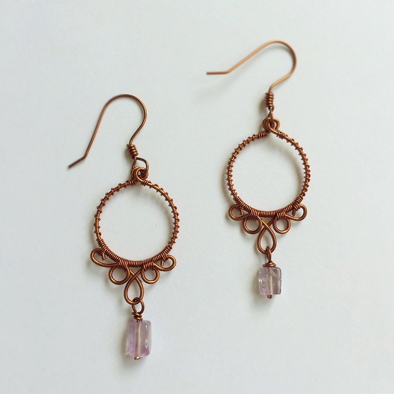 Amethyst earrings - ต่างหู - โลหะ สีม่วง