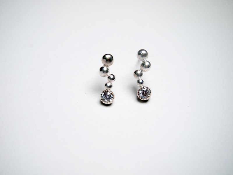 【客製化禮物】Gem 系列 #a157 連珠寶石耳環 - 耳環/耳夾 - 銀 銀色