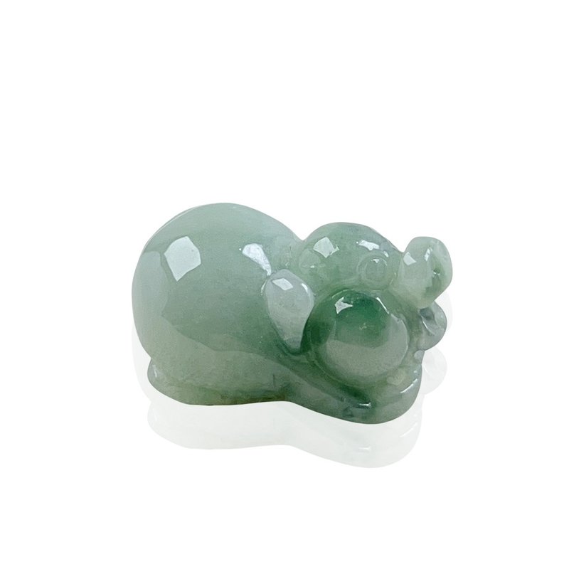 [Pigs are happy] Green Flower Jadeite Piggy Ornament Necklace | Natural Burmese Jade Grade A Jadeite - Necklaces - Jade Green