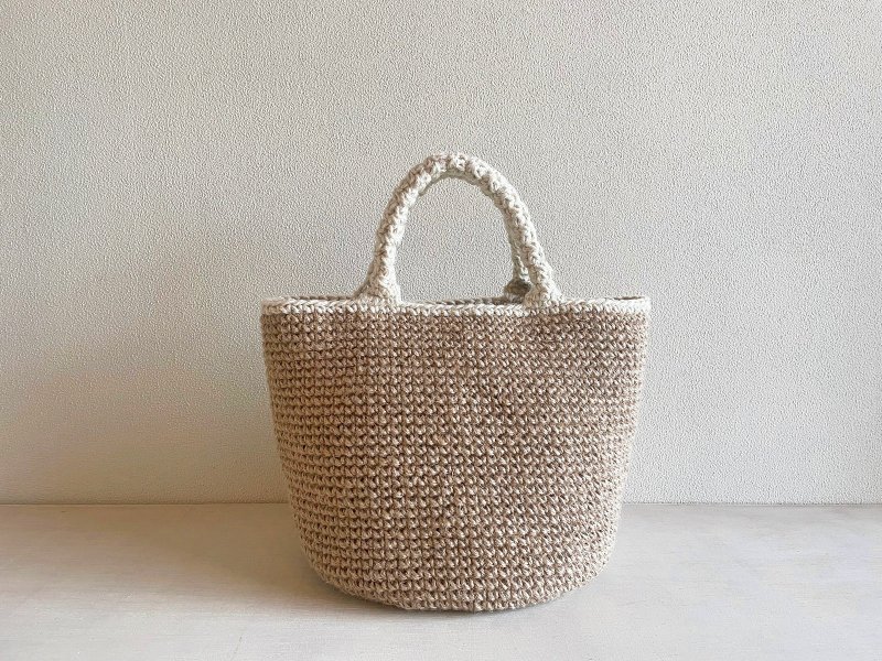 麻ひもバッグ white handle - 手提包/手提袋 - 棉．麻 卡其色