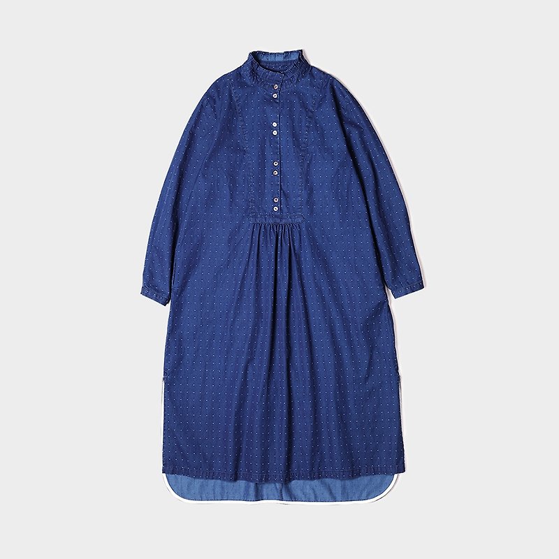 Cotton denim shirt dress - ชุดเดรส - ผ้าฝ้าย/ผ้าลินิน สีน้ำเงิน