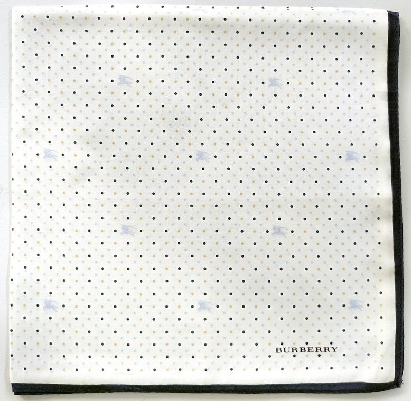 Burberry Vintage Handkerchief Polka Dot Beige 20 x 19 inches - 手帕 - 棉．麻 白色
