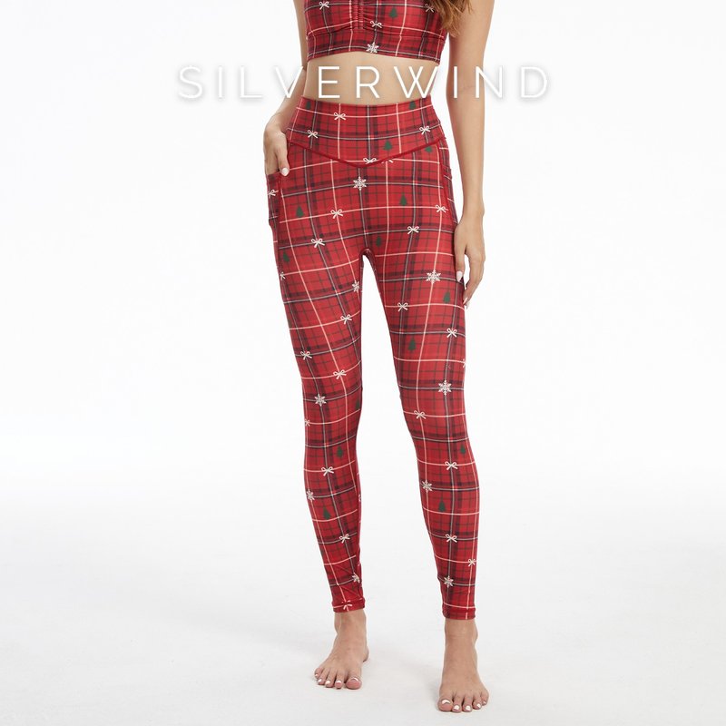 Festive Tartan High-waisted Leggings - กางเกงวอร์มผู้หญิง - วัสดุอีโค หลากหลายสี