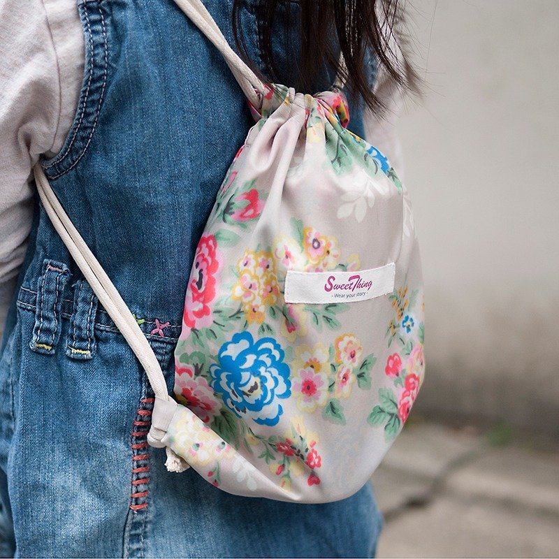 Rose Garden parent-child khaki back waterproof pouch pocket _ small - Drawstring Bags - Waterproof Material Khaki