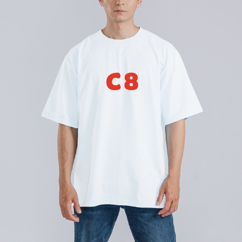 C8 西八 韓文 髒話 諧音 衣服 T恤 童裝 黑T 寬版 純棉 涼感衣 白 - 男 T 恤 - 棉．麻 多色