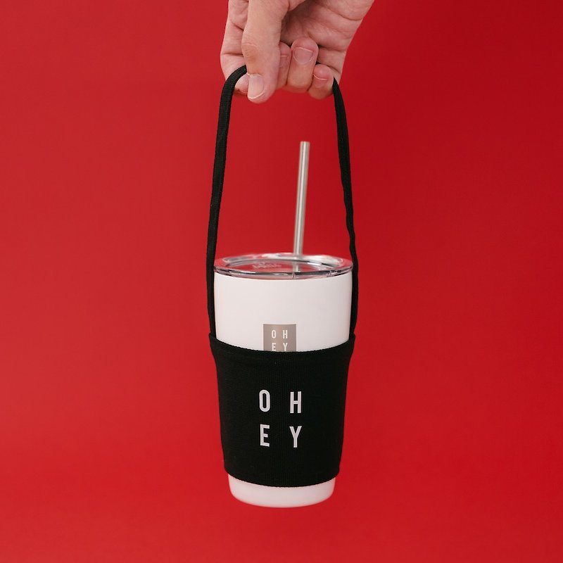 OHEY environmentally friendly beverage cup bag - อื่นๆ - ผ้าฝ้าย/ผ้าลินิน สีดำ