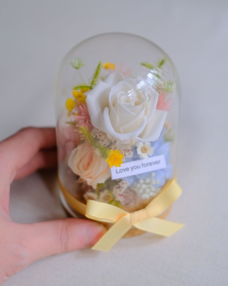 母親節永生花/乾燥花玻璃盅/活力春天色/生日禮物/刻字/ - 乾燥花/永生花 - 植物．花 透明