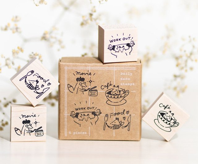 子ぎつねの暮らし木製スタンプセット 台湾製 - ショップ Hello Studio