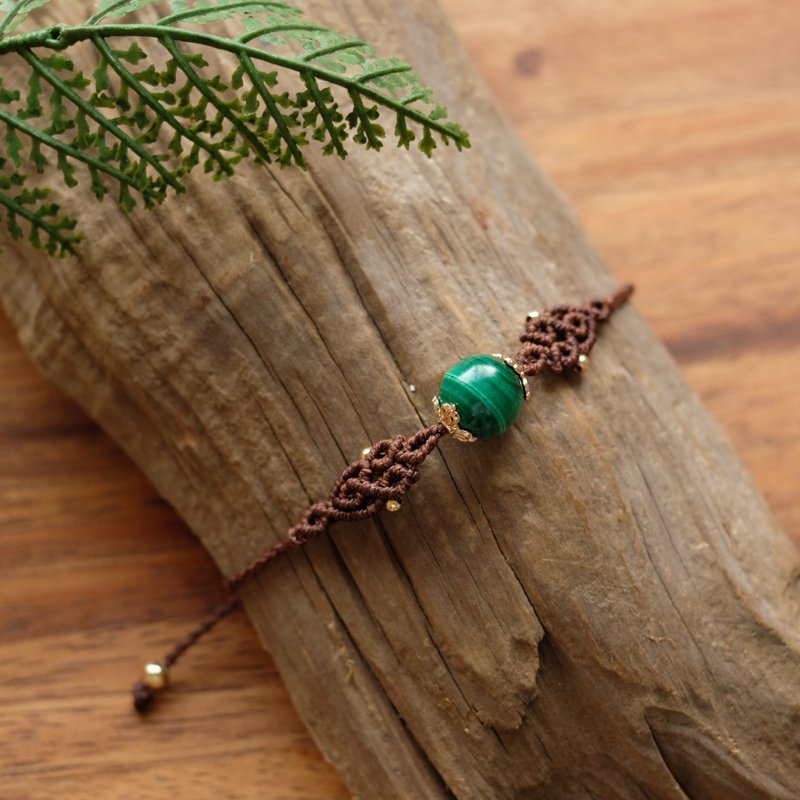 孔雀石蠟線編織手環 - 手鍊/手環 - 聚酯纖維 咖啡色