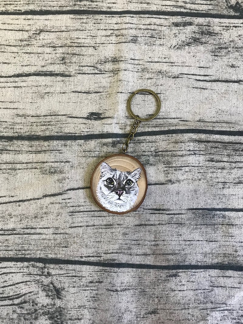 |cat|customized wood key ring 4-5 cm only ourhandhand order - Keychains - Wood 