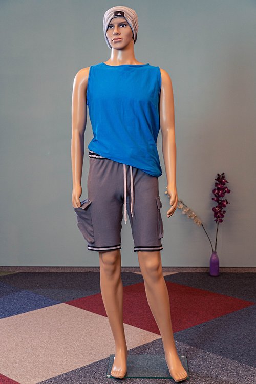NOTIMETOEXPLAIN Gray shorts with large pockets / Sport mens shorts with elastic