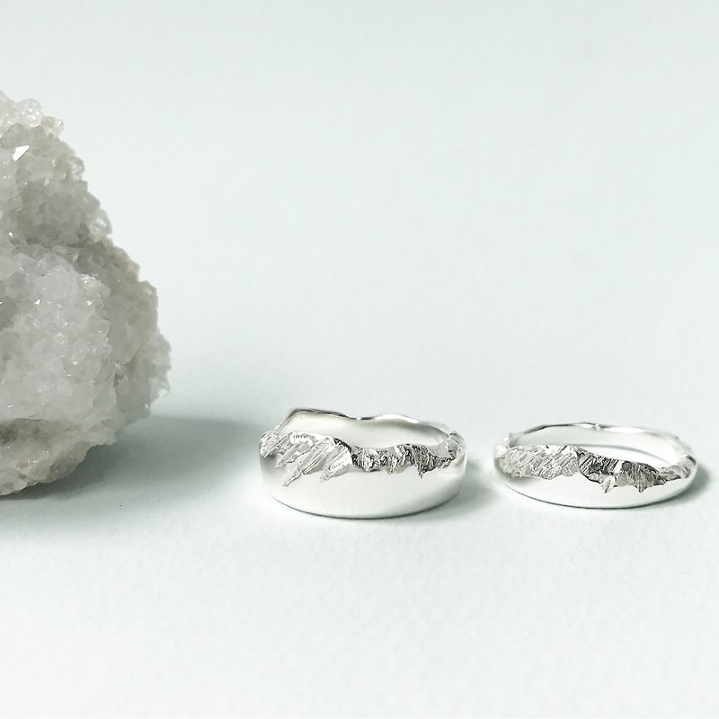 Mountain range Ring Mountain range Ring Couple gift 925 sterling silver - แหวนทั่วไป - โลหะ สีเงิน